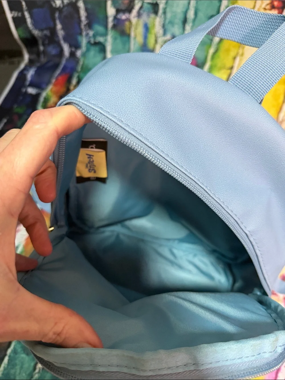 Disney White & Light Blue Kids Backpack with Stitch Tropical Print mini purse